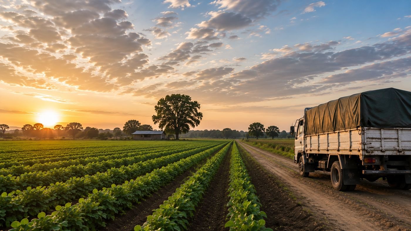 Supply truck on a farm road
